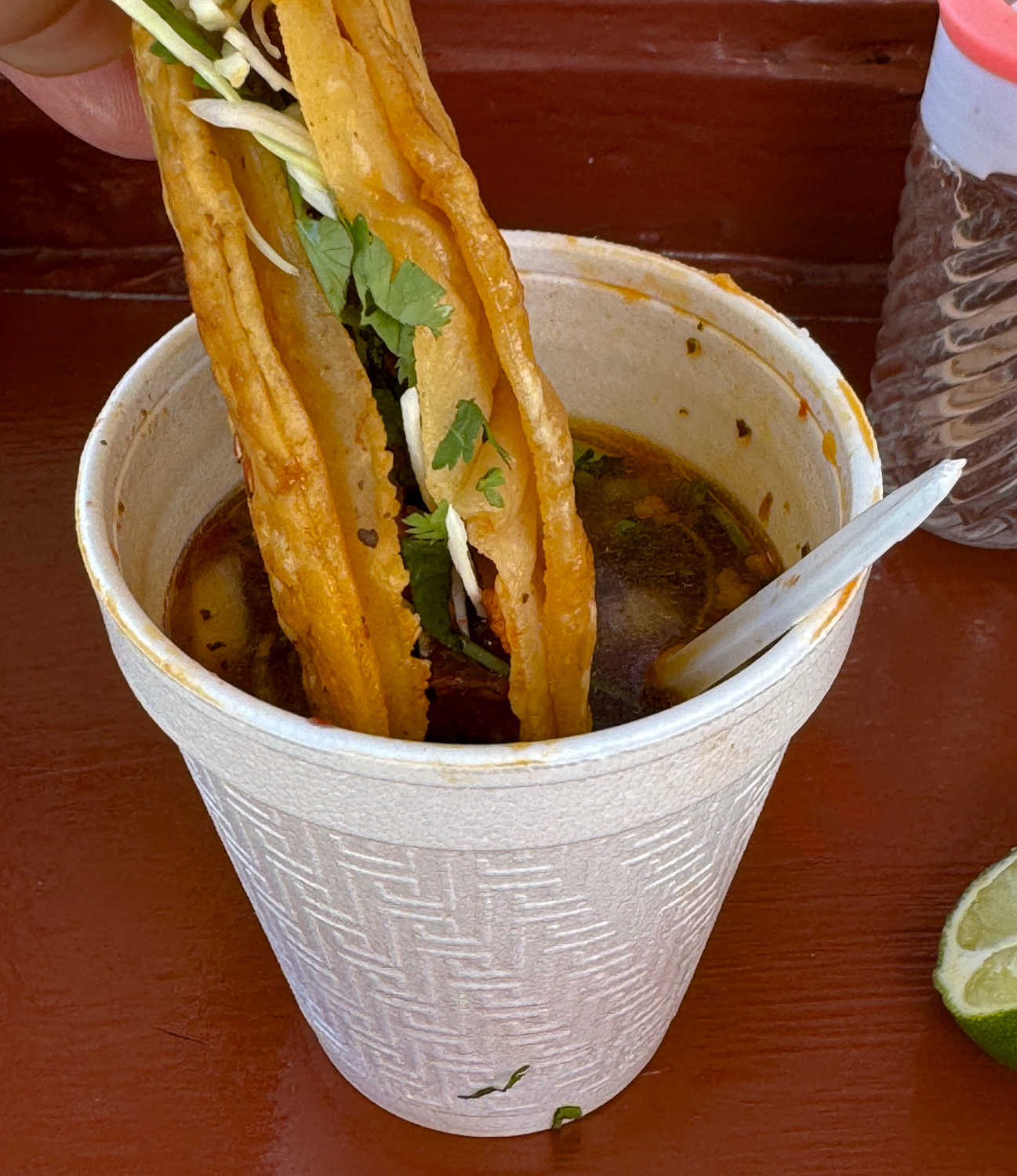 Taco Dipped in Consomme Taqueria Lupita at Woolworths Celebrating Puerto Vallarta 