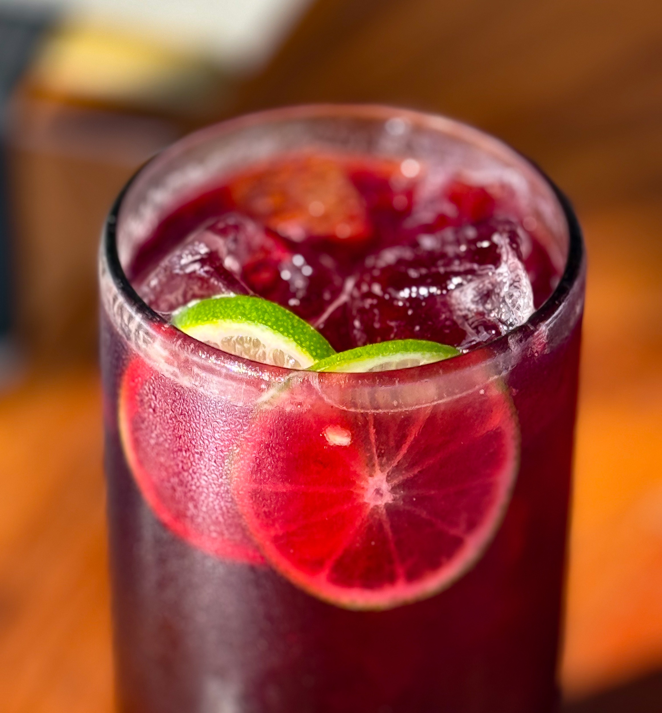 Jamaicada - Hibiscus tizana, lime juice, orégano syrup Cosecha Farm to Table